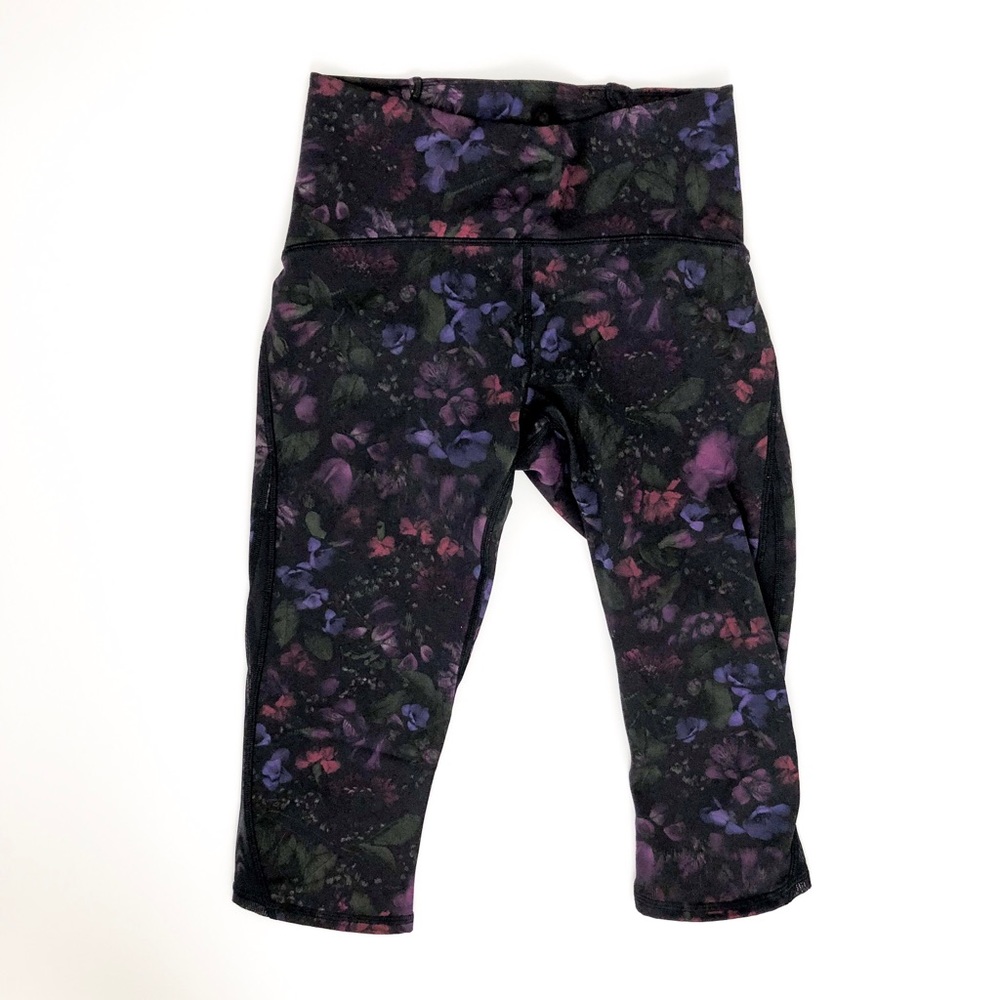 Lululemon Floral Print Wunder Under Crop Leggings